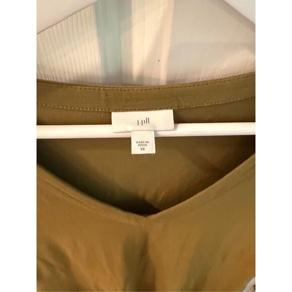 J. Jill Olive Green Short Sleeve V-Neck Maxi Dress w/ Pickets Sz XS NWOT - Picture 4 of 8